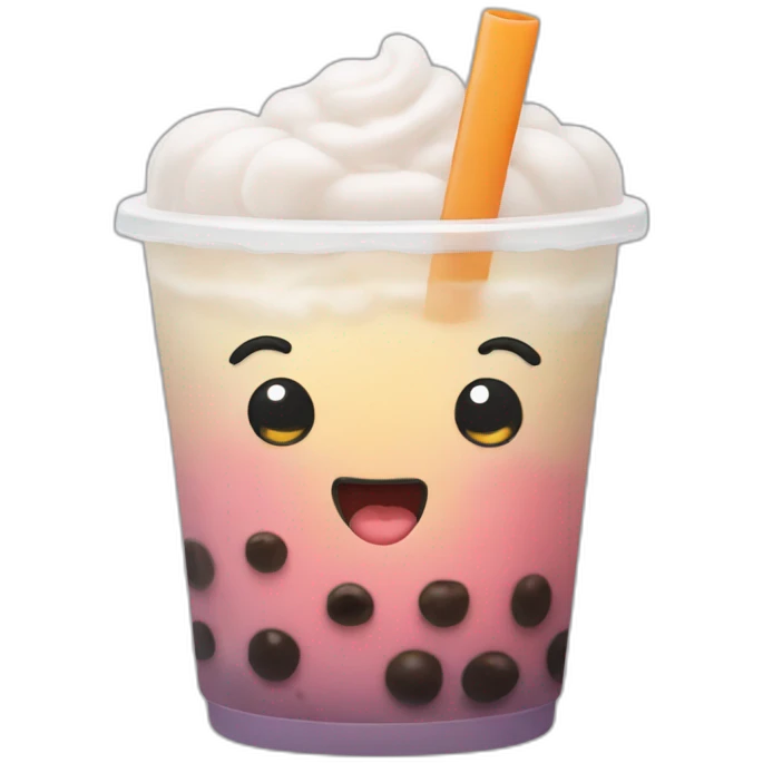 Boba tea with eyes and mouth emoji