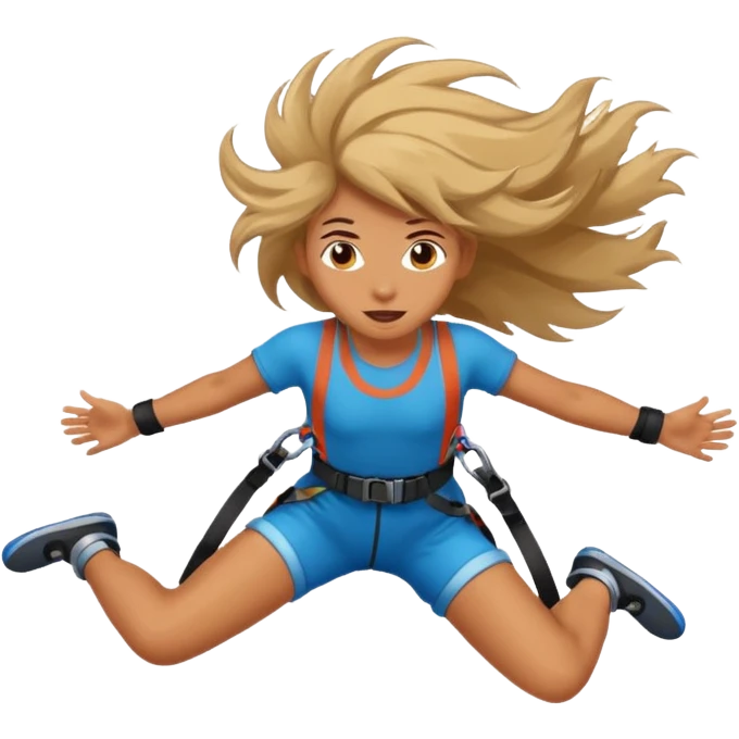 extreme sports lover face bungee jumping face only with hair flying emoji