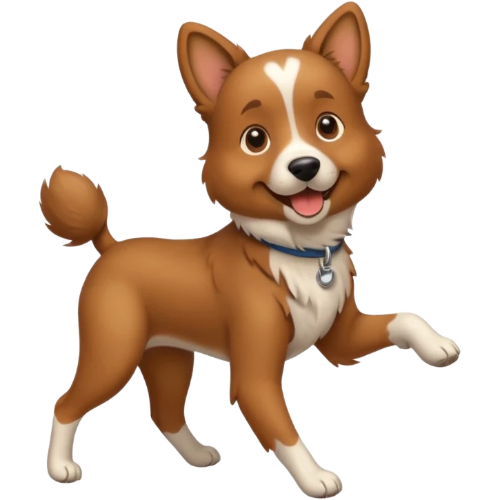 Un perro caminando a 2 patas emoji