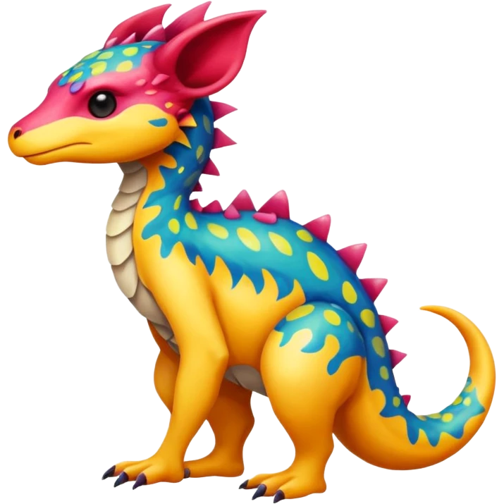 a colorful edgy vernid-fionbri-creature with splash patterns full body emoji