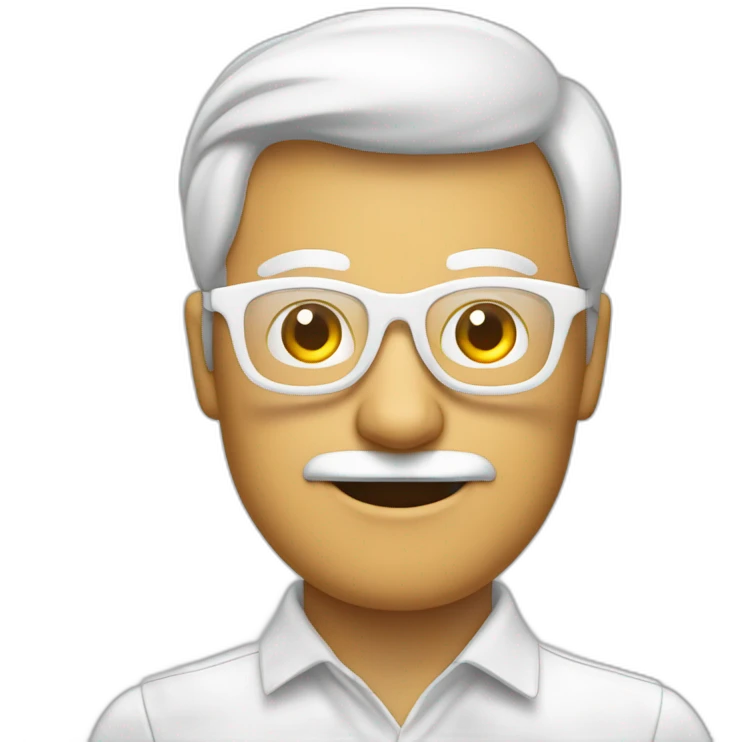 Hombre mayor blanco calvo con gafas emoji