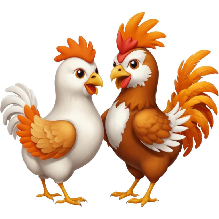 Chicken and a cat fighting  emoji