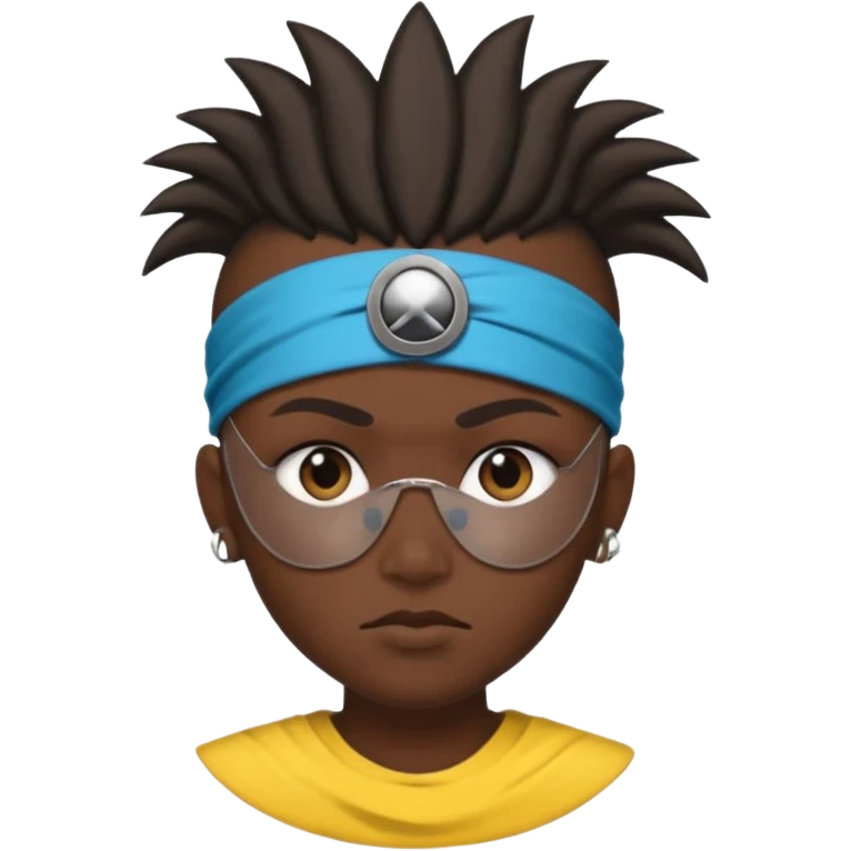 extreme mohawk person face headband eye patch emoji