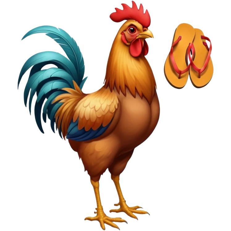 a rooster wearing flip-flops emoji