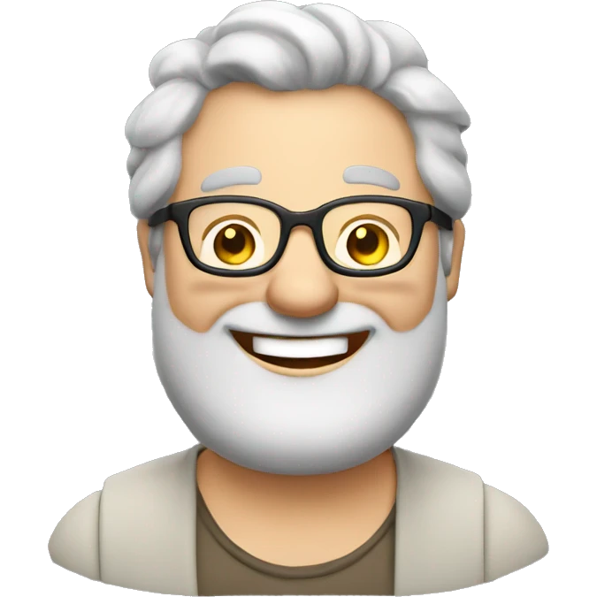 Laughing fat Caucasian man with glasses and gray hair emoji