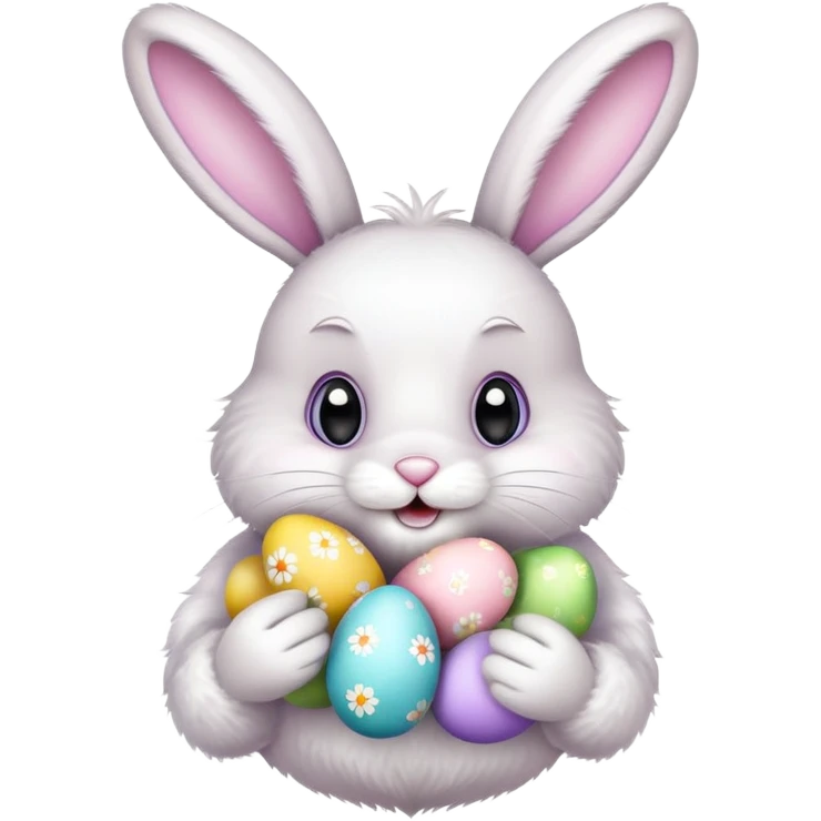 Easter bunny with colorful eggs emoji