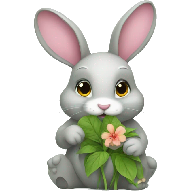 Bunny eating flower emoji
