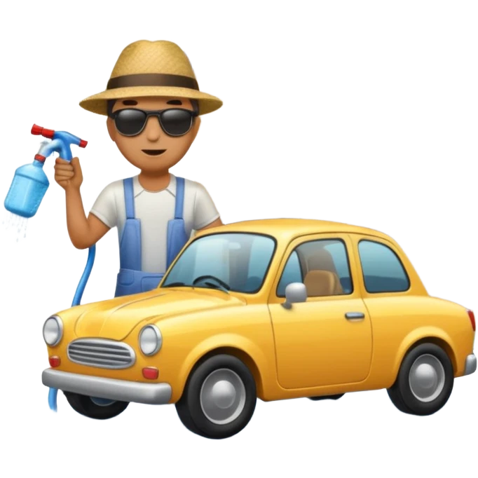 man washing a car outside his house full body emoji