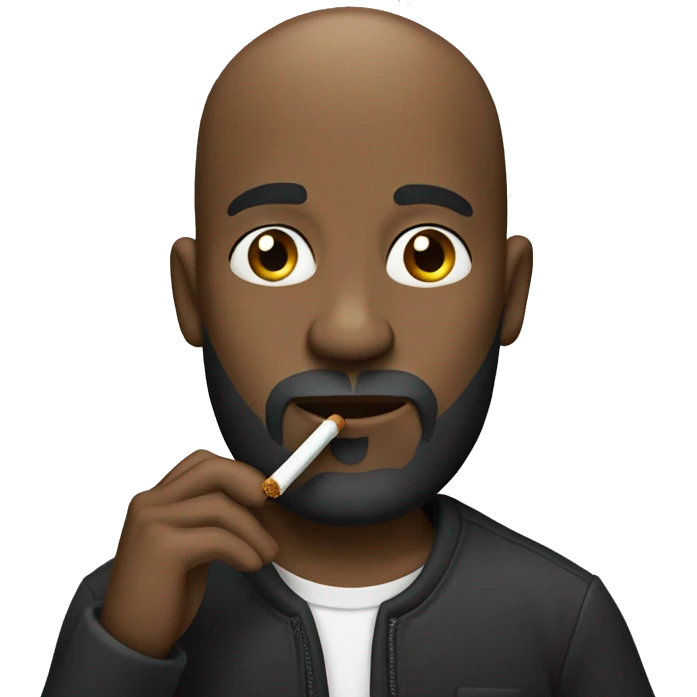 Bald bearded Black man smoking cigarette  emoji