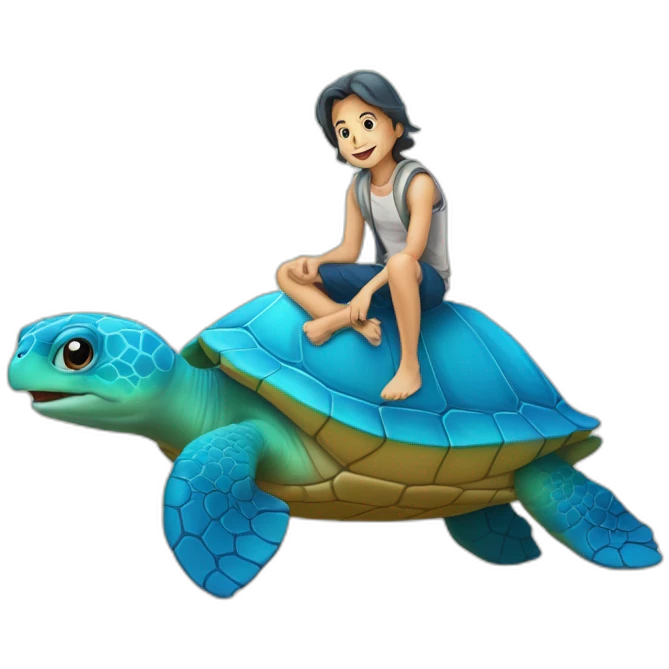 Un dauphin sur une tortue emoji