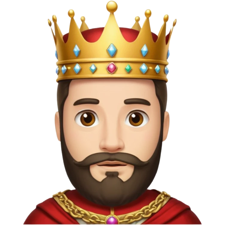 King with crown and beared with white background  emoji