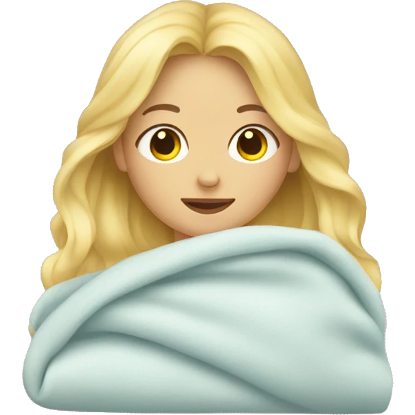 Blonde girl sleep in blanket emoji