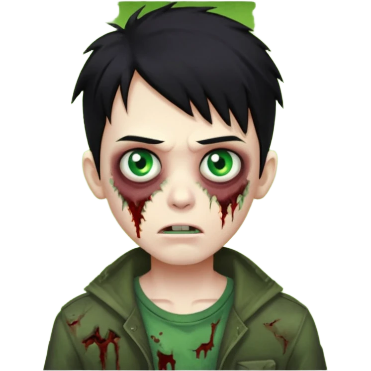 Boy zombie with black hair emoji
