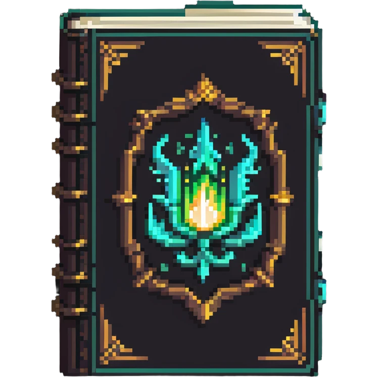 Fantasy spell book with glowing pages emoji