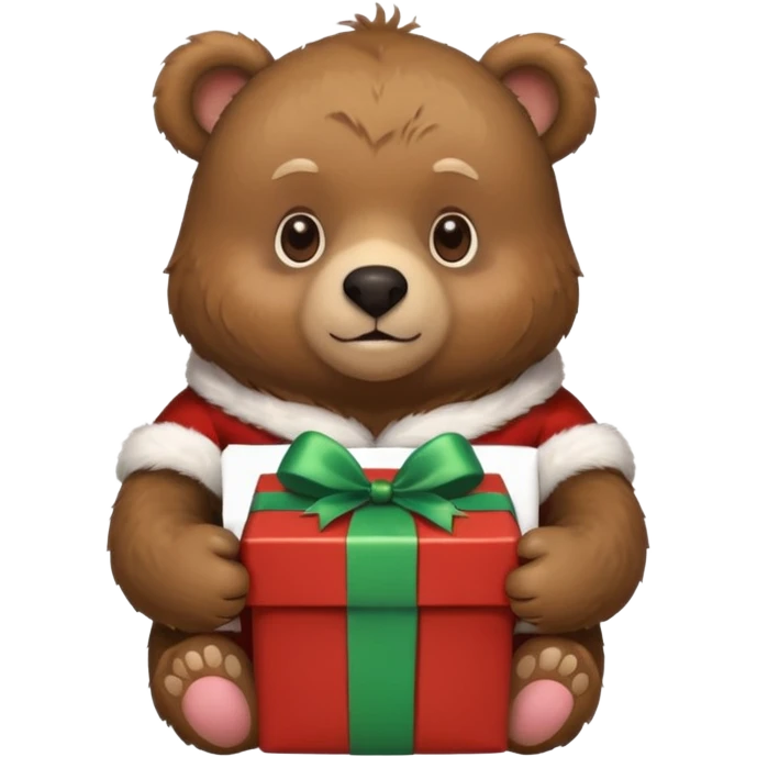 bear holding christmas gift box emoji