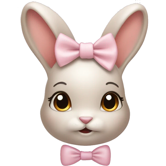 Coquette bunny with light pink pastel bow emoji