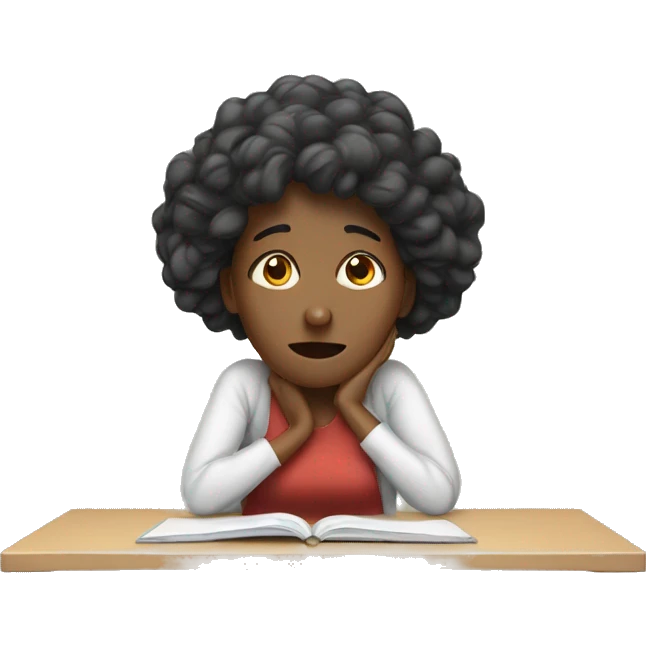 A woman stressed out with school emoji