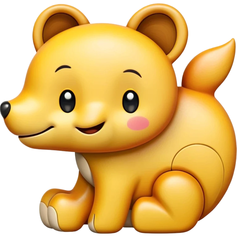 A wooden puzzle animal character with interlocking pieces and a happy expression emoji