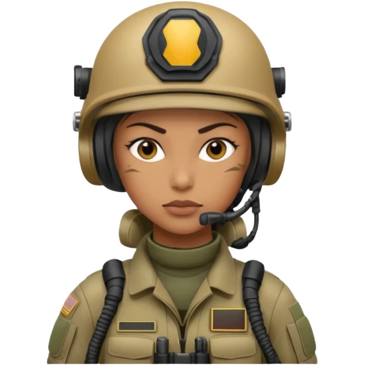 female special operations communications operator with combat gear head only emoji