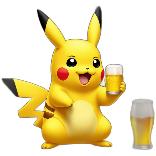 Pikachu qui boit une bière emoji