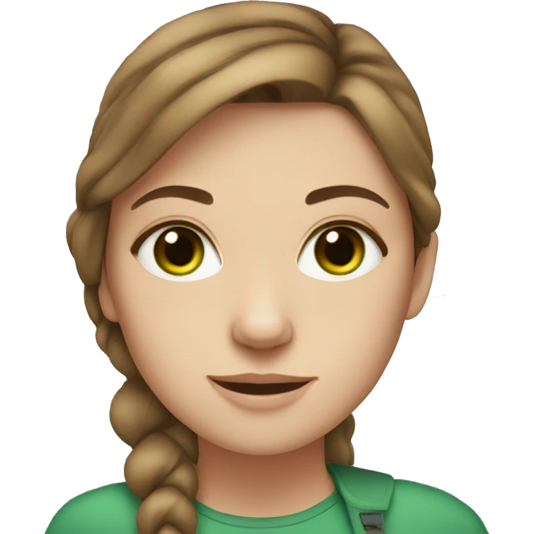 White girl with brown hair and green eyes emoji