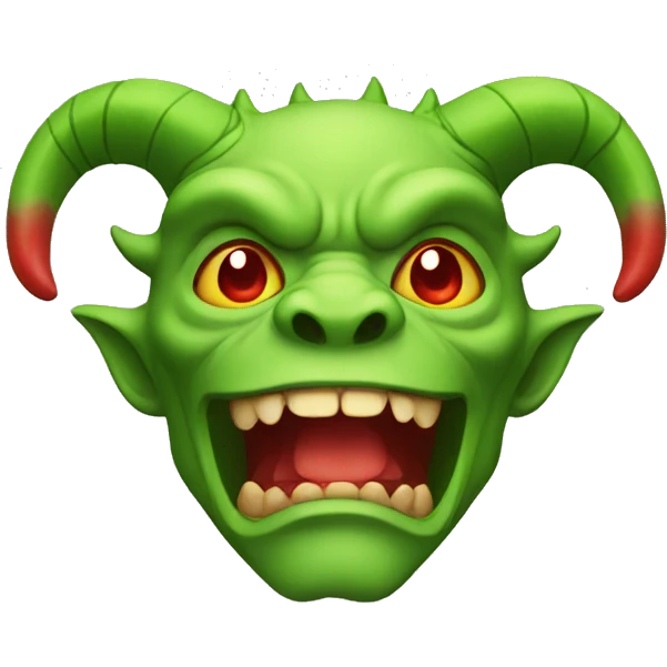 Green demon with red horns emoji