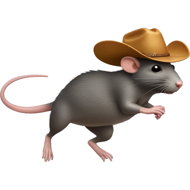 running rat with  cowboy hat emoji