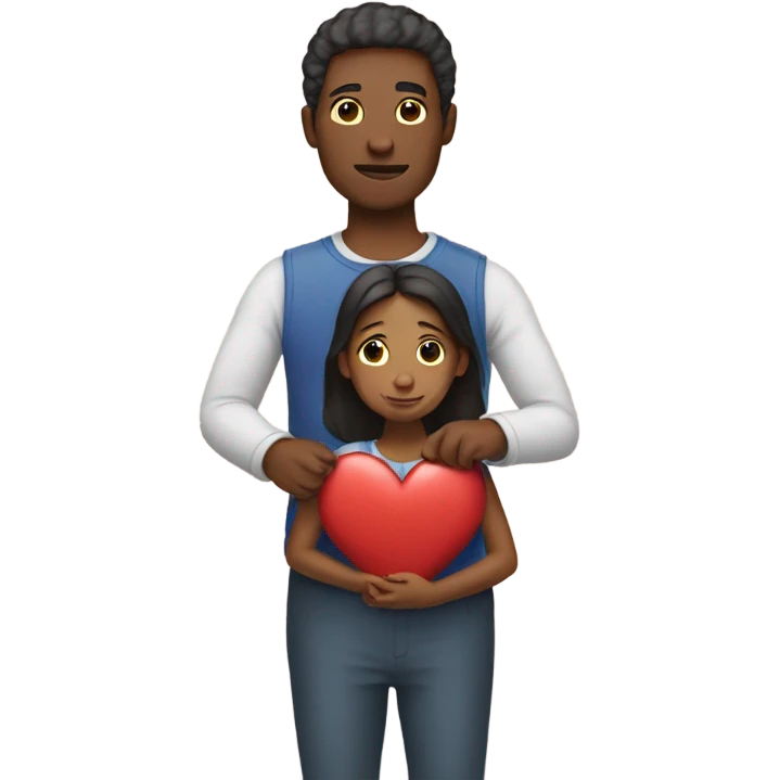 Father holds her  big heart in her arm emoji