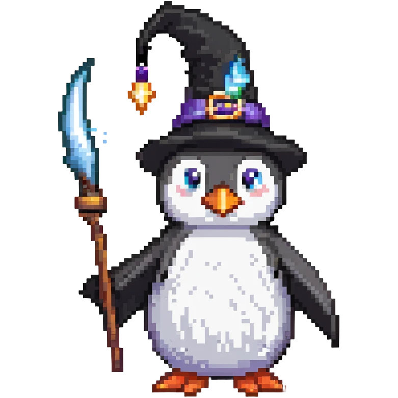 penguin wizard casting a spell emoji