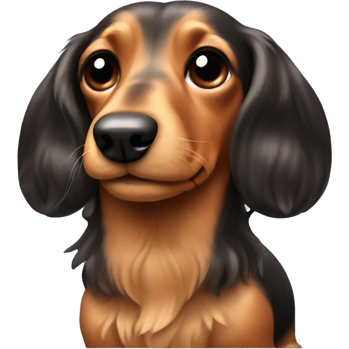 Mini long haired wiener dog with bows on its ears   emoji
