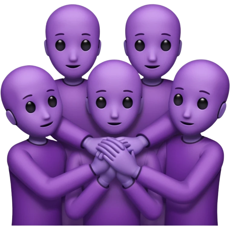 purple group without eyes and nose  holding hands emoji