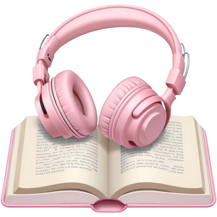 Pastel pink headphones with a pastel pink open book emoji