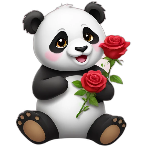 Cute panda with rose emoji