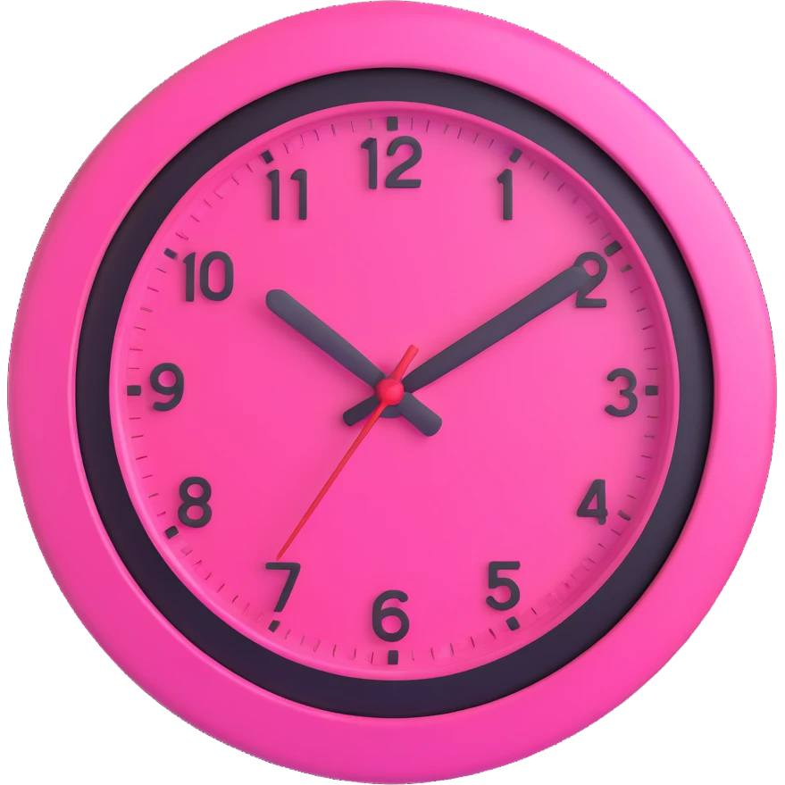 aesthetic pink clock with glossy finish emoji