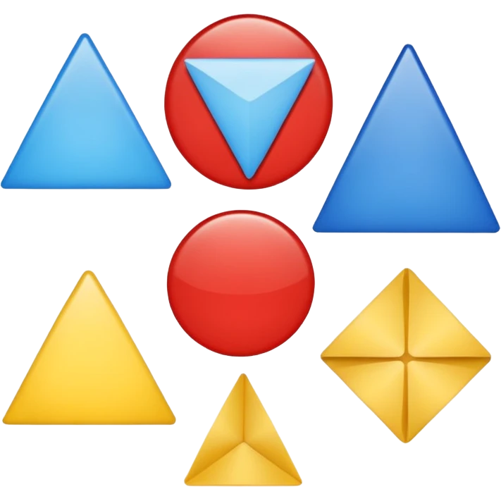 overlapping colorful shapes: red circle, blue square, yellow triangle emoji