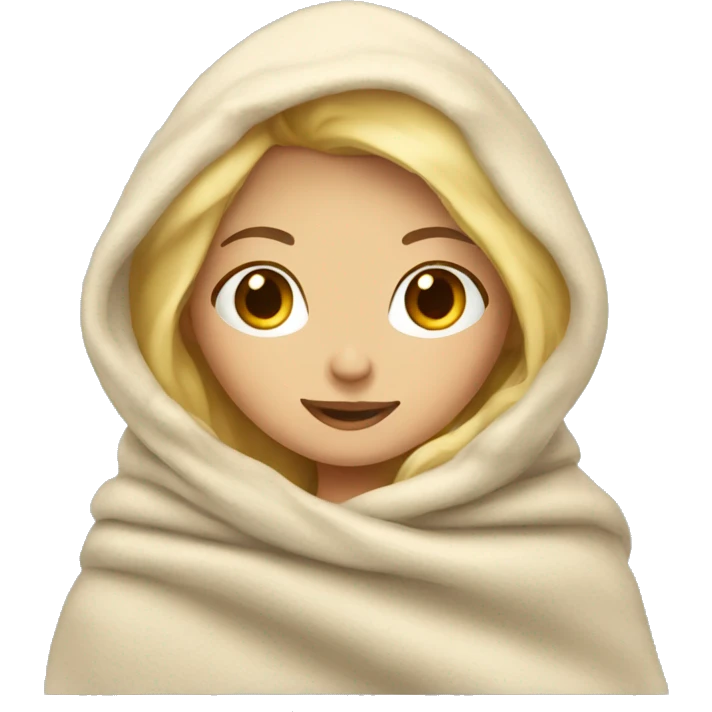 blonde girl in cozy blanket  emoji