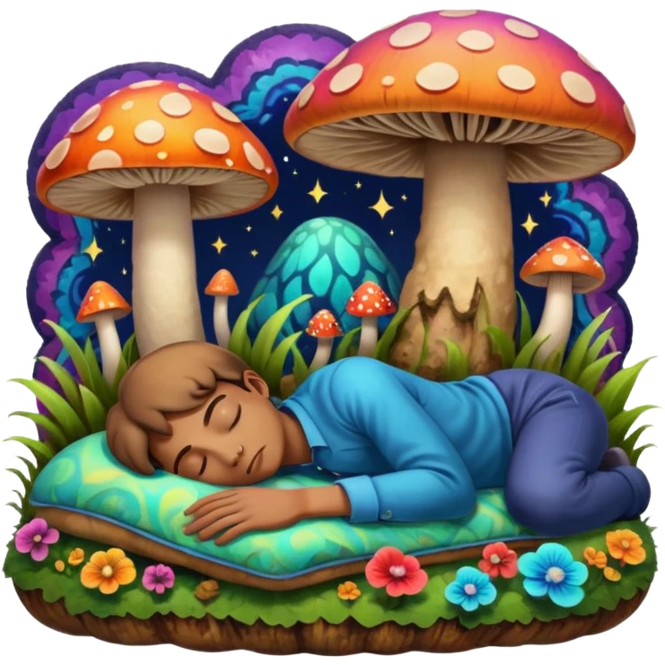 Психоделический гриб ложит спать человека emoji