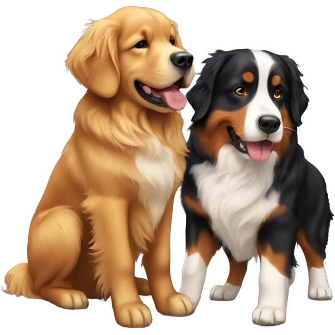 golden retriever and Bernese mountain dog playing emoji