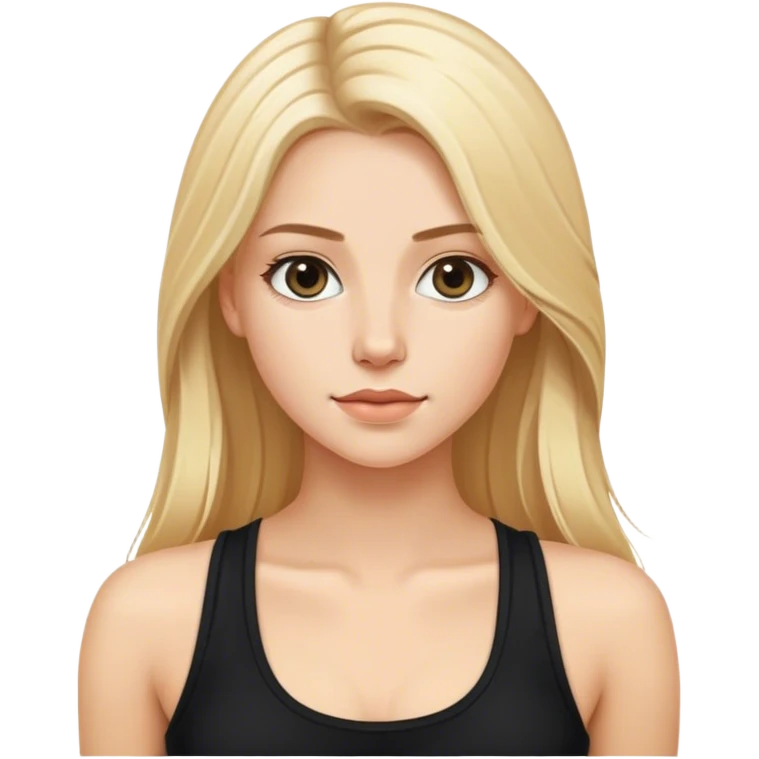 beautiful white girl , with long blond hair, with black tank top, emoji