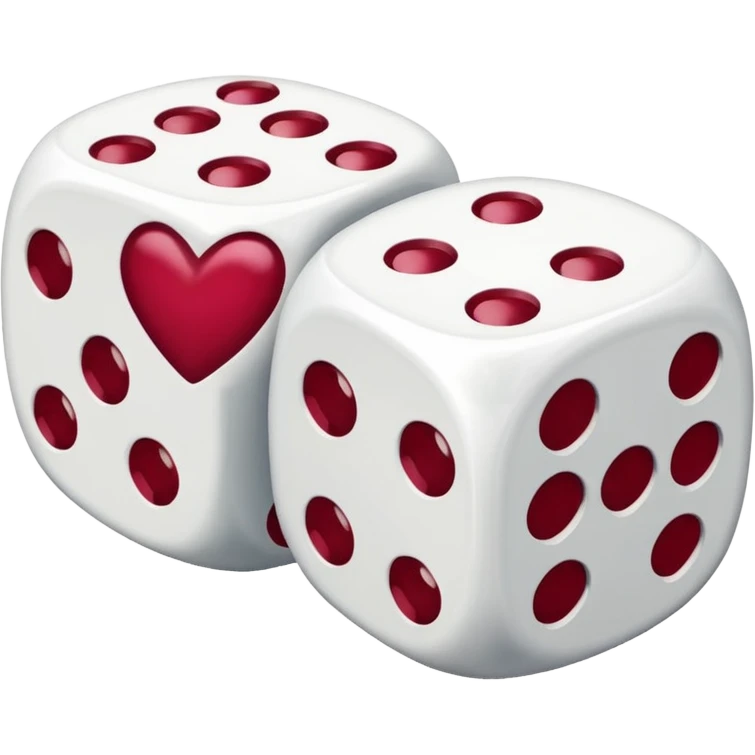 two dices in with burgundy red heart details emoji