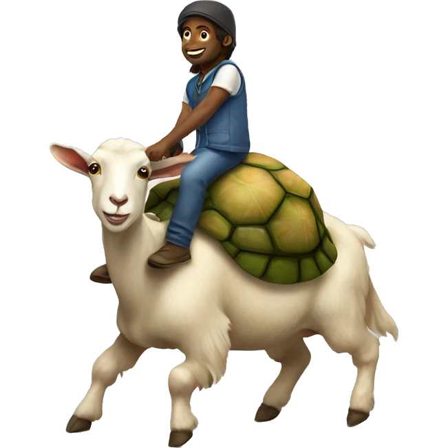 Goat riding a turtle emoji