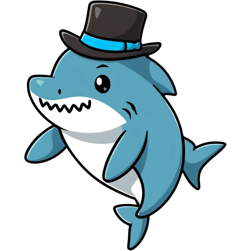 Shark with a top hat emoji