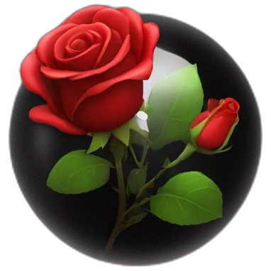 Red rose in a black glass sphere  emoji