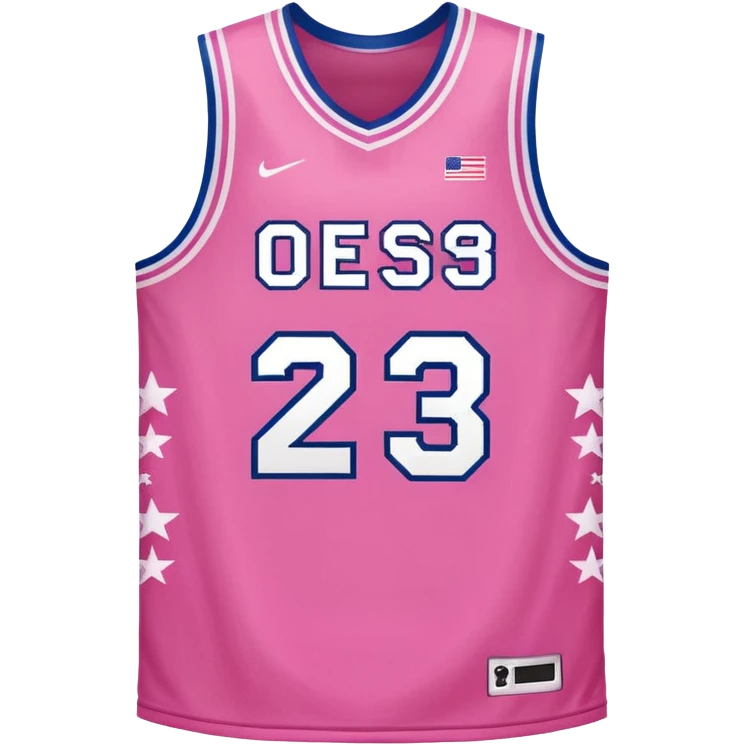 pink basketball jersey with the number 23 and a pattern emoji