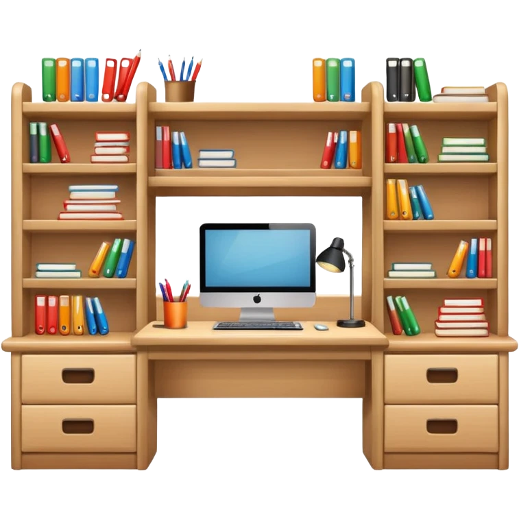 Make a.study table emoji with shelves. emoji