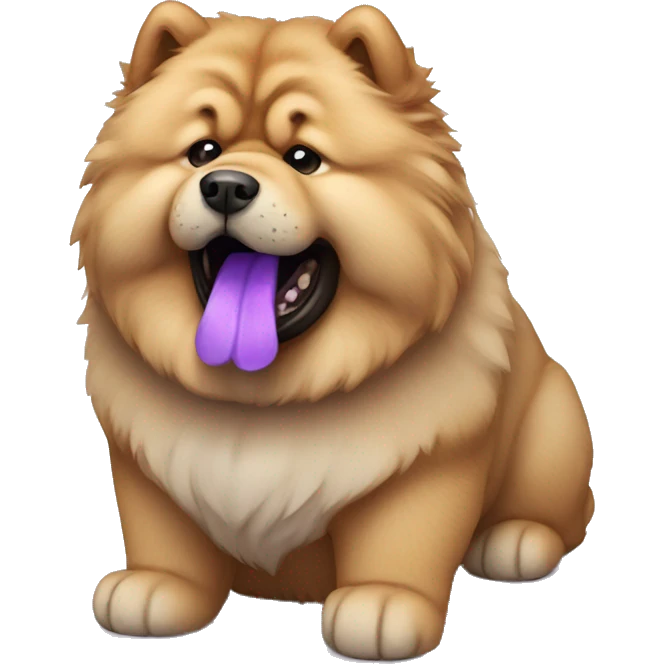 Chow chow dog with purple tongue emoji