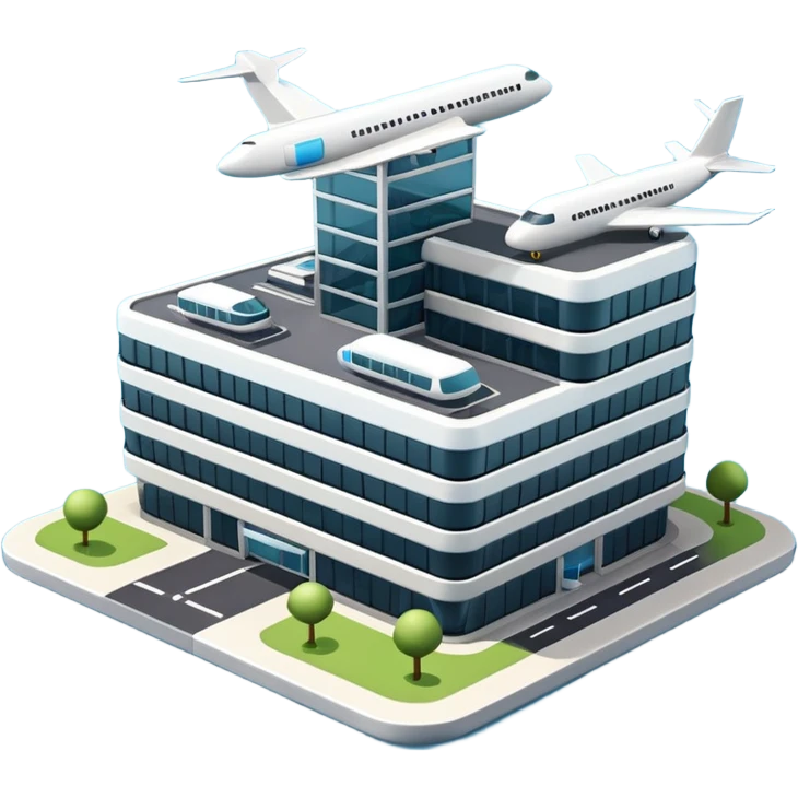 3d terminal building, planes emoji