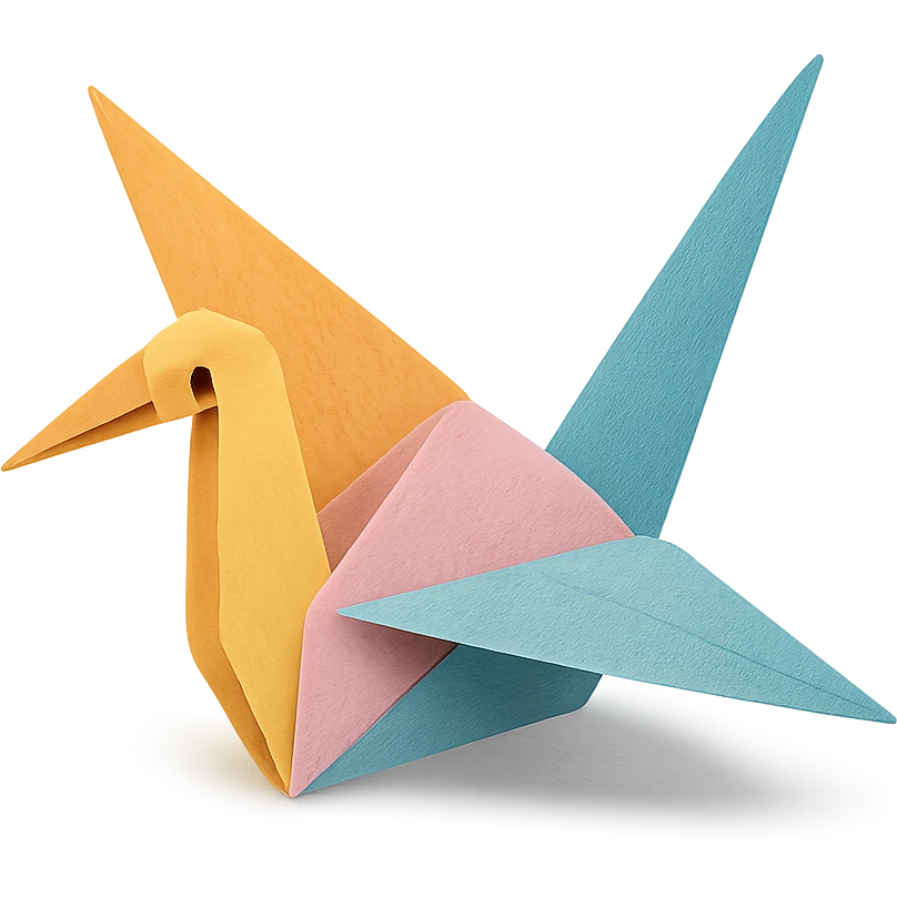 stylized origami crane with soft pastel colors, delicate paper texture, gentle lighting emoji