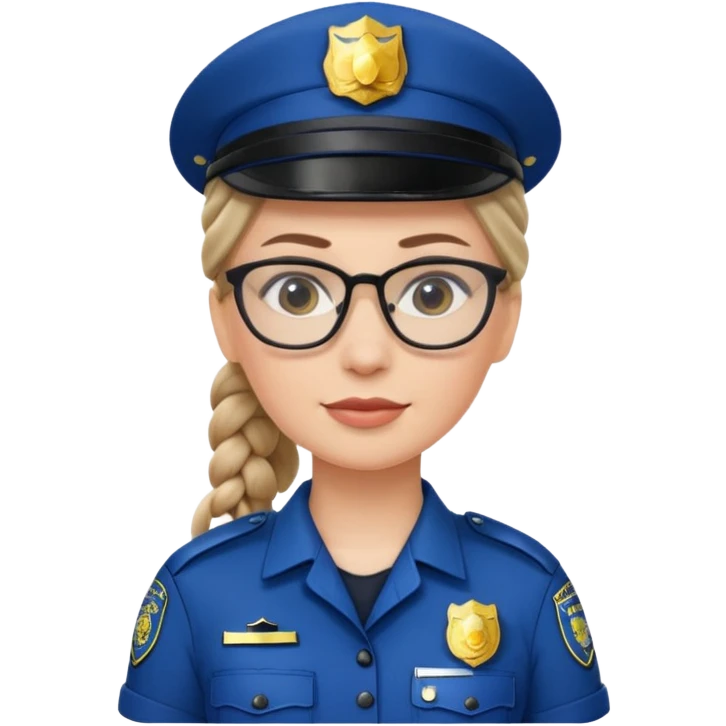 white woman, braided hair, wear police's uniform and glasses emoji