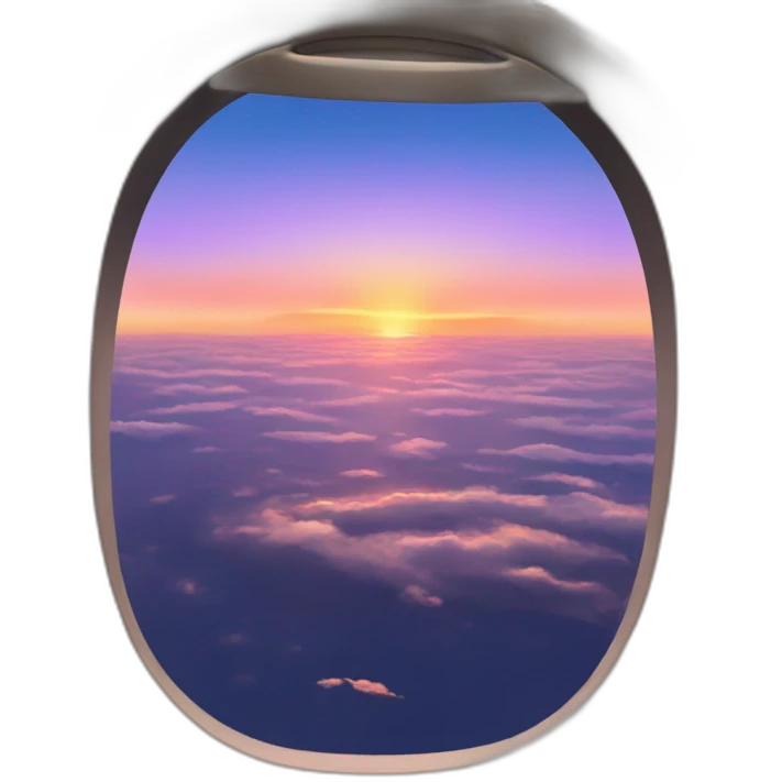 beautiful sunset seen through airplane window emoji